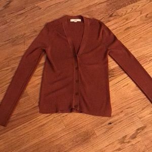 Loft rust orange brown cardigan sweater